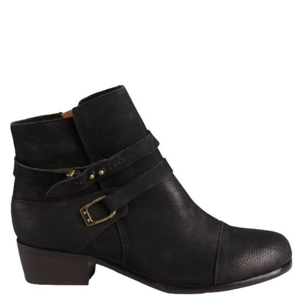 Joie Gypsy Ankle Boot Size 36 US 6 Black Suede Leather Bootie Low Heel